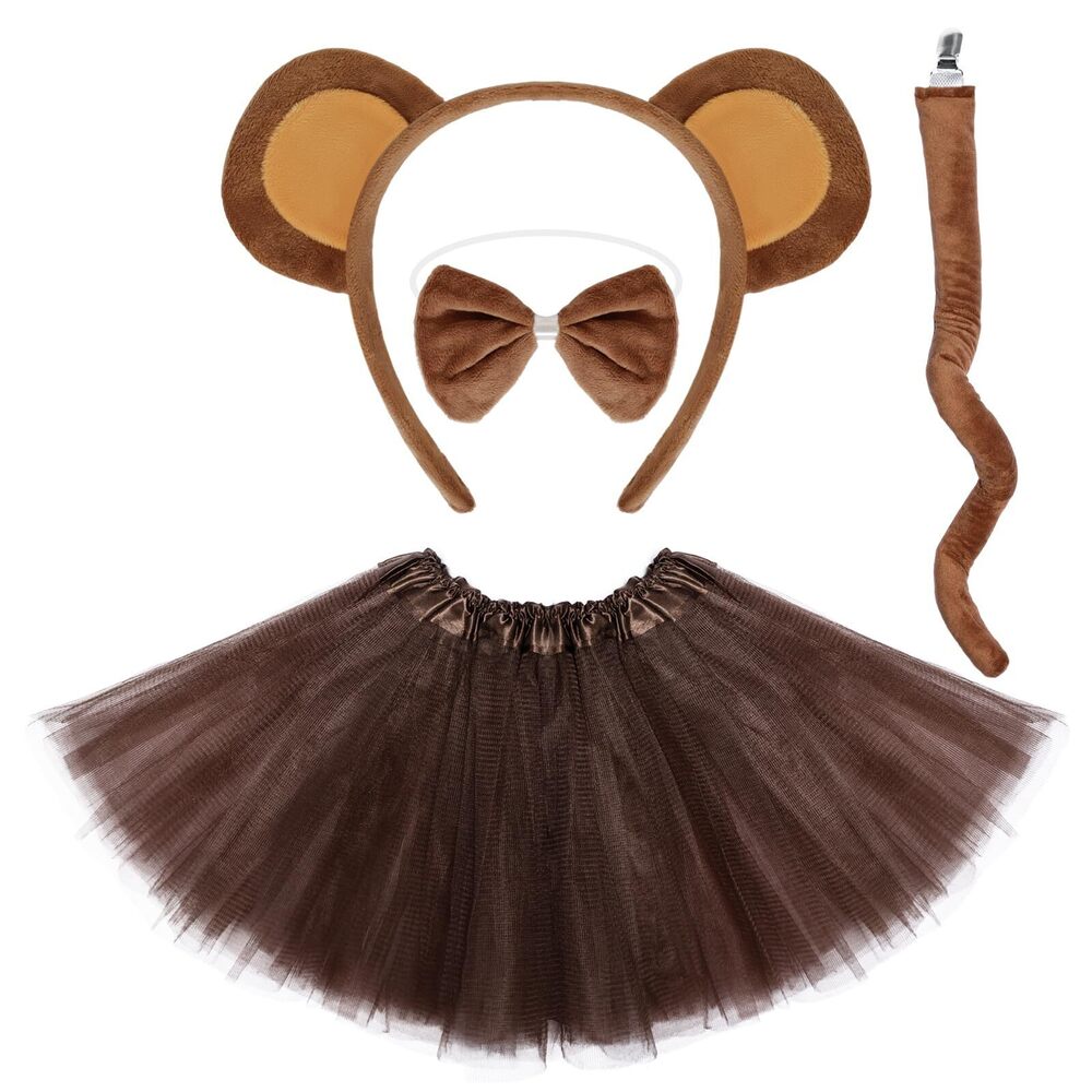 6763 Monkey Costume Set Monkey Ears Headband Bowtie Tail Tutus
